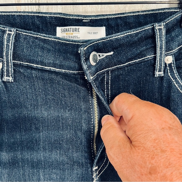 Levi Strauss Signature Dark Blue Denim Jeans True Boot Size 18… 34X31 NWT - Picture 3 of 10